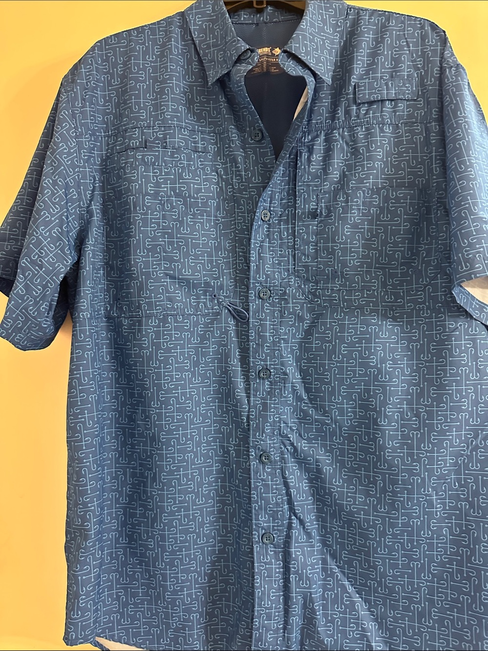 Reel Legends Navy Geometric Short-Sleeve Button-Down Shirt